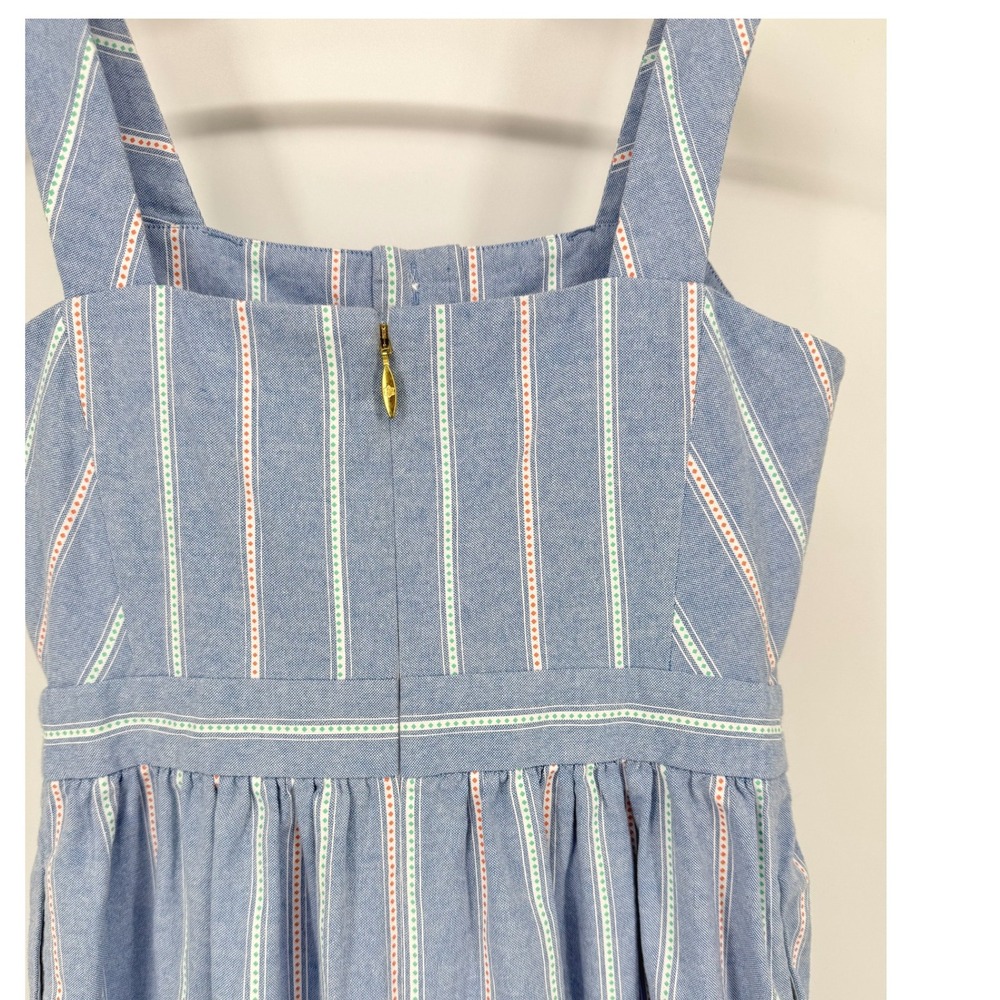 Draper James Button Front Dress Womens Size 0 Blue Striped Sleeveless Cotton - Picture 7 of 8